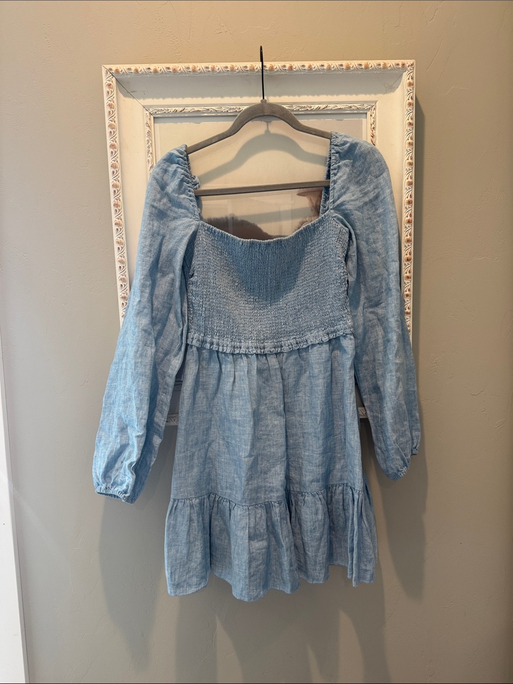 Aritzia Light Blue Smocked Tiered Dress